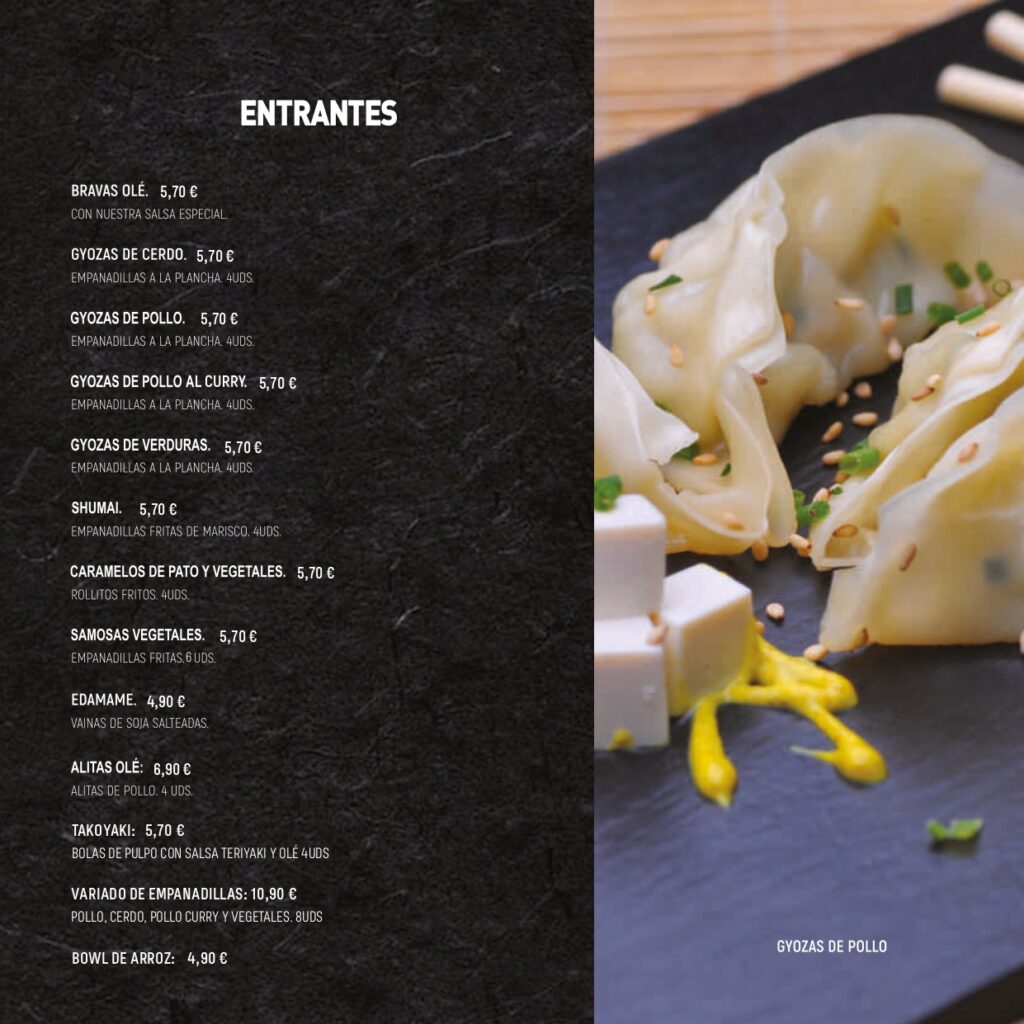 Carta SushiOlé Pozuelo Madrid