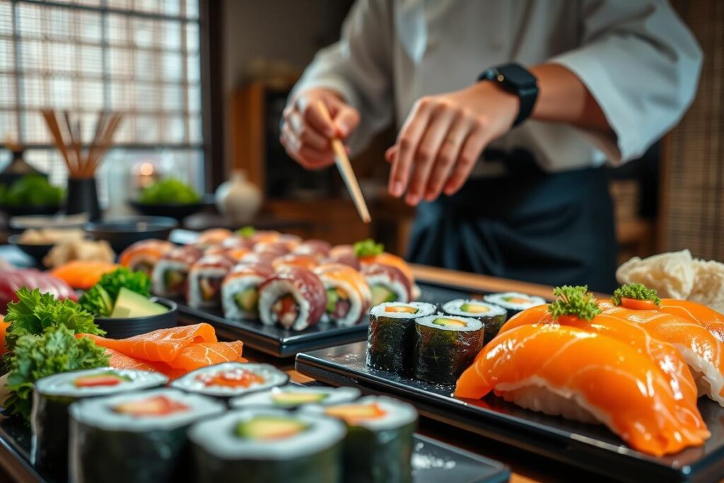 preparación de sushi