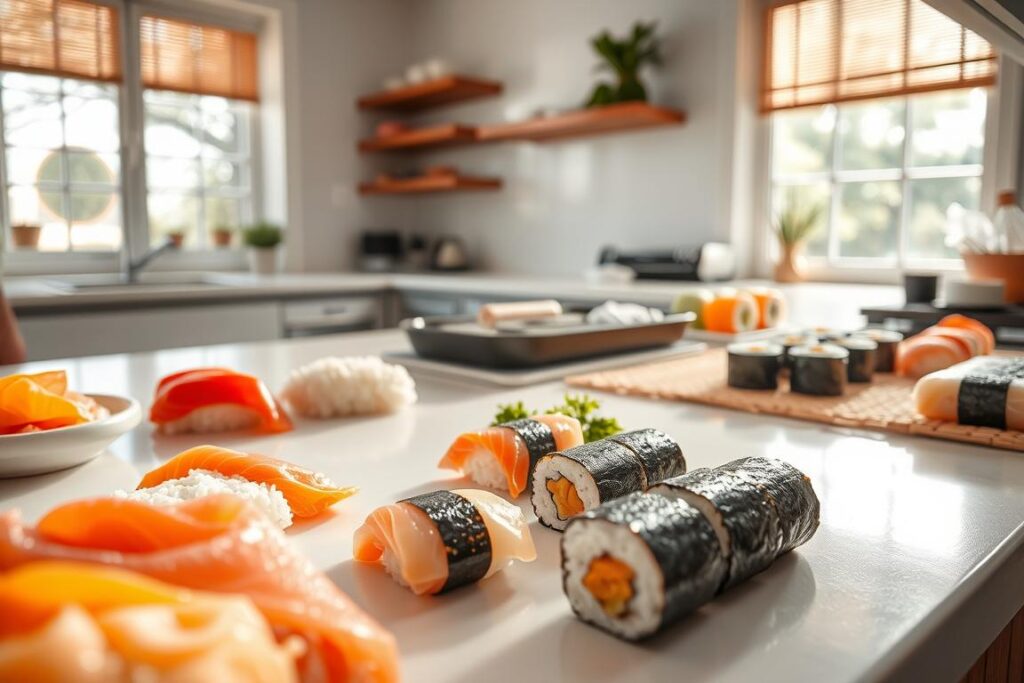 Preparación de nigiri y maki