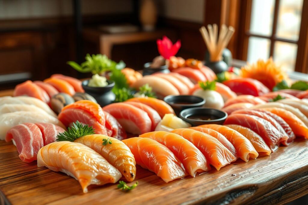 selección de pescados para sushi
